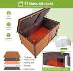 GUTINNEEN Extra Large Heated Dog House Insulated Dog Kennel Winter Shelter with Safe Thermostat-Controlled Heating Pad, Chew-Proof Metal Frame, 6-Sided Thermal Liner for Large Dog Breeds (Brown)