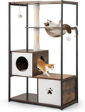 PETSITE 52 Inch Modern Cat Tree with 2 Cat Condos, Multi-Level Cat Tower with Sisal Scratching Posts, Dangling Balls, Removable Soft Cushion and Scratching Pads, Space Capsule, and Anti-Tipping Kits