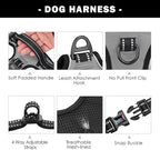 PHOEPET No Pull Dog Harness Medium Reflective Front Clip Vest with Handle,Adjustable 2 Metal Rings 3 Buckles,[Easy to Put on & Take Off](XS, Grey)