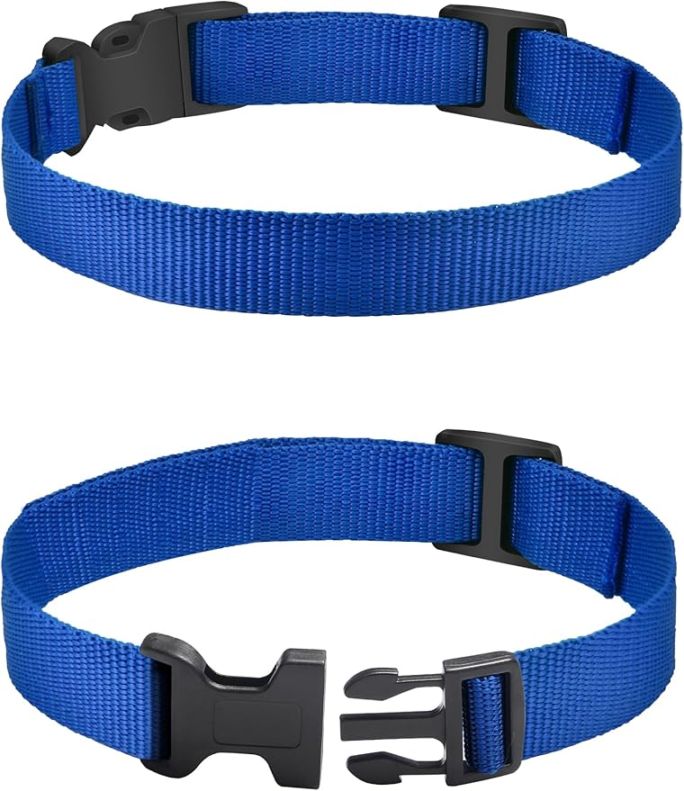 PetJoy Replacement Collar Strap for Bark and Shock Collars, 8-27 Inches Adjustable E-Collar (2-Pack Blue & Red)