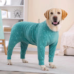 Dog Coats Autumn Winter Jumpsuit for Large Medium Dogs, Warmer Recovery Suit Polar Fleece Dog Bodysuit Lightweight Pajamas Pullover Stretchy Onesie Four-Legged Cold Weather Clothes (6XL, Green)