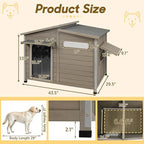 Outdoor Wooden Dog House for Small & Medium Dogs, Weatherproof Winter Dog Kennel with Openable Roof & Window, Chew-Resistant Frame, Cozy Indoor Shelter