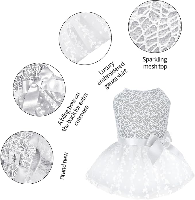 CuteBone Dog Birthday Dress Girl Puppy Skirt Tutu Cat Wedding Outfit Pet Party Clothes for Small Dogs Costume DD17XS