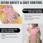 BARKBAY No Pull Dog Harness Large Reflective Dog Harness with Front Clip and Easy Control Handle for Walking Training Running with ID tag Pocket(Baby Pink,M)
