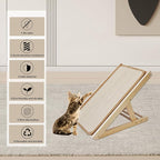 Sisal Cat Scratcher Ramp,Tilted Natural Wood Vertical Scratcher Pad for Cats with Sisal Scratching Board Durable Adjustable Height Pet Scratching Pads for Indoor Dogs Kitten Holding up to 80LBS