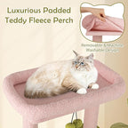 PETSITE 58-inch Flower Cat Tree, Multi-Level Cat Tower with Sisal Scratching Posts and Board, Cat Condo, Side Basket, and Dangling Balls, Cute Pink Cat Tree Tower for Indoor Cats