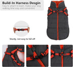 Geyecete Winter Warm Coat Waterproof Dog Winter Jacket with Harness Traction Belt,Windproof Pet Outdoor Jacket-Gray-XL