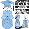 5 Pcs Dog Graduation Costume Set Include 2026 Pet Graduation Gown with Stole Puppy Grad Cap Lensless Glasses DIY Letter Stickers for Dogs Cats Holiday Costume Accessory(Light Blue,XL)