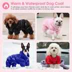 AOFITEE Dog Winter Coat, Waterproof Dog Jacket, Fullbody Dogs Winter Coat Snowsuit, Windproof Puppy Puffer Jacket Snow Suit with Legs, Pet Fleece Vest, Cold Weather Coats for Small Dogs, Pink XL