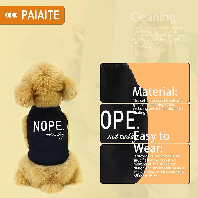 Discover Cozy Cotton Canine Wear: Soft, Lightweight, and Breathable Dog Shirt Vest with Eye-Catching Graphics(Nope not Today), Keeping Your Furry Friend Warm and Comfy! Black 3XL