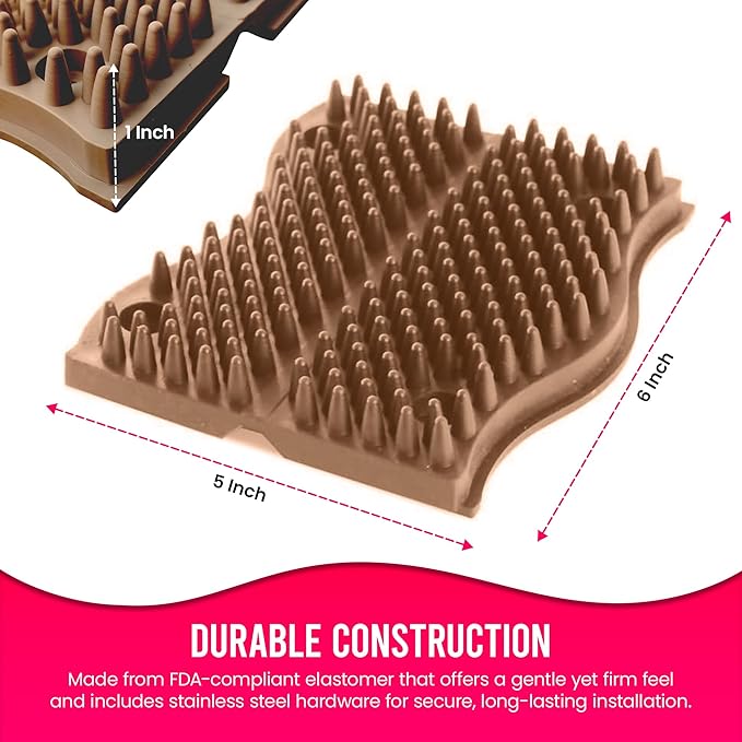 The Original ScratchnAll Animal Scratch Pad, Flexible Acupressure Nubs & Interlocking Design, Very Durable & All-Weather, Great for Domestic, Barnyard and Zoo Animals - USA Made, Brown