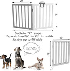 ZJSF Freestanding Indoor Dog Gate for House Foldable Wood White Puppy Gate for Doorways Pet Gate for Stairs Extra Wide Pet Fence 24" Height 2 Panels