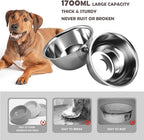 SHAINFUN Elevated Dog Bowls with Slow Feeder & Mat for Medium Large Dogs, Adjustable Height, Raised Dog Bowl Stand with 2 Stainless Steel 58oz Bowls, Tall Dogs Food Water Bowl Wooden & Metal Holder