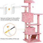 54in Cat Tree for Indoor Cats Multi-Level Condo Tower Bed Furniture Kitten Play House with Scratching Posts, Pink