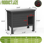 DRATO Indoor & Outdoor Resin Dog House with Raised Floor, Heated Pad and Easy Assembly - Small Breed Shelter Featuring Louvered Vents, Spiked Legs, and Sloped Roof,Black