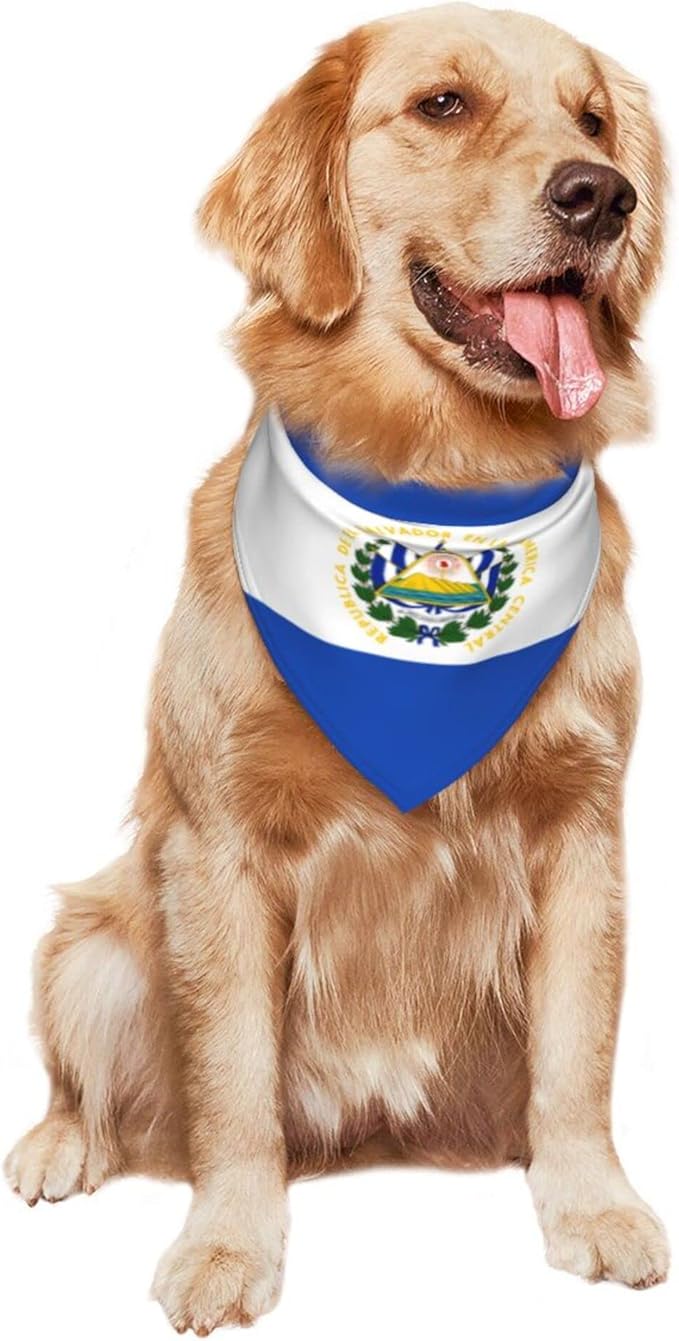 Dog Bandanas Flag of El Salvador Pet Bandana Scarf Triangle Bibs Kerchief Accessories for Dogs Cats