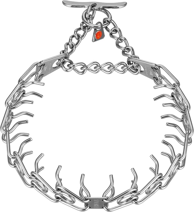 Herm. Sprenger Ultra-Plus Prong Dog Training Collar, Anti Pull Training Pinch Collar, (Stainless Steel, 3.0 mm Short Links x 18" Neck Size; 19-20" Chain Length) - Toggle Version
