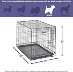 MidWest Homes for Pets 30-Inch iCrate for Medium Breeds, 21-40 lbs, Single Door Folding Dog Crate with Divider Panel, Leak-Proof Tray & Secure Latch, Portable, Durable & Easy to Assemble