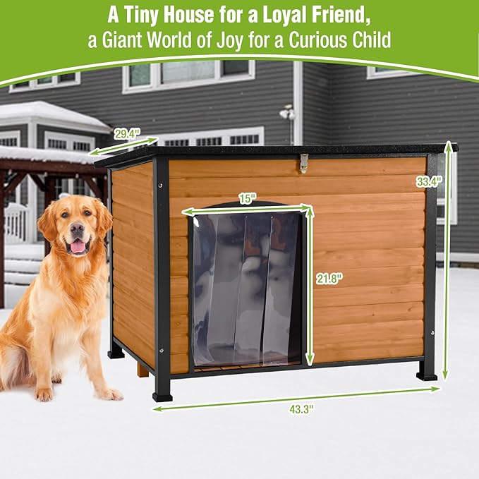 GUTINNEEN Dog House Outdoor, Heated Dog Shelter with Heating Pad, All-Round Insulated Liner, Chew-Proof Metal Frame, Weatherproof Dog Kennel for Winter (Fits Small, Medium, Large Dogs)