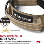 Tuff Pupper Tactical Dog Collar with Handle | Heavy Duty Adjustable Dog Collar | Military Nylon Collar for Medium Dogs | Quick-Release Buckle | Soft Padded Comfort | Training Control (Tan, Medium)