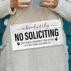 Funny No Soliciting Sign, Dog Warning Sign for House Bussiness, Beware of Dog Warning Sign for Home Decor, Dog Warning Sign for Gate Fence Yard Home Decoration, Dog Dad Mom Lover Owner Gifts