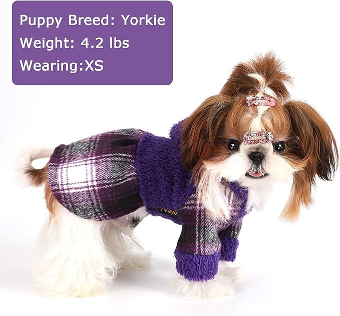 Dog Sweater Puppy Clothes for Small Dogs Boy Girl Pet Hoodies for Dogs Cold Weather Doggie Coats Fall Doggy Sweatshirt for Chihuahua Yorkie Cat Outfits (Purple, Small)
