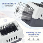 Magshion 22 Inch Hard-Sided Plastic Dog Carrier, 2-Door Top-Loading Kennel for Small Dogs and Cats Longer Traveling, Durable Handle, and 4 Sides Ventilation for Pet Up 22 lbs (White+Grey)