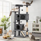 53-inch Cat Tree Tower for Indoor Cats,Cat Tree House Cat Furniture with Sisal Scratching Post,2 Cat Caves,Dangling Toys