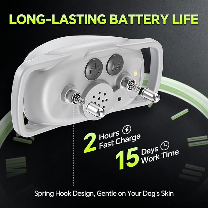 Dog Bark Collar with Remote – 2-in-1 Automatic & Manual Modes, Smart Anti Bark Dog Training Collar with Beep, Vibration & Shock, 330FT Range, IP67 Waterproof, Rechargeable (8-150lbs)