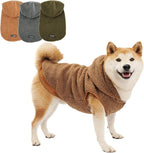 Tuff Pupper Fleece Dog Hoodie Sweater | Teddy Sherpa Outer & Soft Polar Fleece Lining | Adjustable Fit Winter Coat with Hood, Leash Hole, Ribbed Cuffs | for Small Medium Large XL XXL Dogs (Brown, M)
