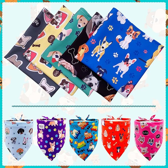 33Inch10PCS Big Dog Bandanas Paw Print for Large Extra Large XL Breed Dog Triangle Bibs Head Scarves for Boys and Girls Grooming Accessories Costume