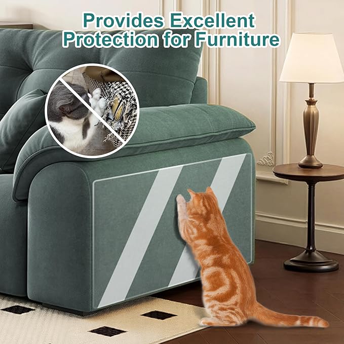 Cat Couch Protector, Transparent Anti Scratch Furniture Protector, Self-Adhesive & Waterproof Tape, Shields Couches, Sofas, Chairs from Cat Claws & Damage(200in x 16in)
