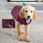 ROZKITCH Turtleneck Dog Pajamas for Large Dogs, Pet Windproof Warm Cold Weather Jacket Vest Cozy Jumpsuit Apparel Outfit Clothes for Walking Hiking Travel Sleep Red 3XL