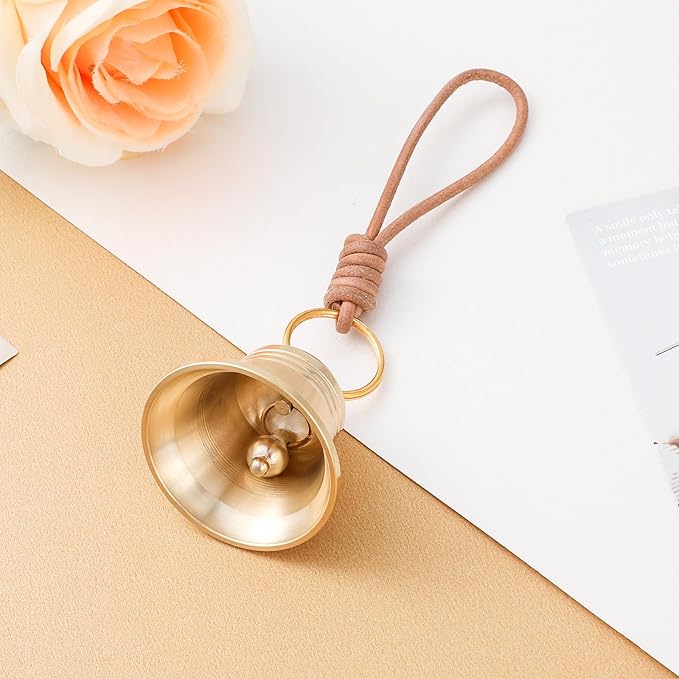 Small Brass Hanging Bell for Door Knob Decoration Vintage Small Hanging Bell for Door Knob Gold Brass Bells for Home Garden Decor Shopkeepers Bells on Rope Garden Decoration