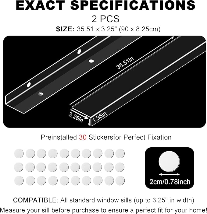 Ultra Clear Window Sill Protector - Scratch & Chew Proof Pet Guard for Dogs & Cats, Easy Install Transparent Ledge Cover, No Residue