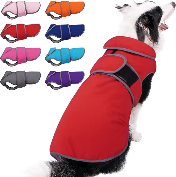 MIGOHI Reflective Waterproof Windproof Dog Coat - Warm Jacket Reversible Stormguard Winter Vest for Small to Large Dogs (Red, XL)