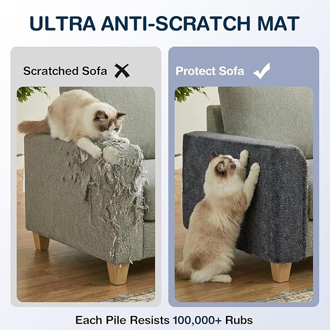 157.5" x 15.8" Cat Scratch Furniteure Protector, Trimmable Self-Adhesive Couch Protector from Cat Claws, Cat Scratching Mat Carpet, DIY Cat Scratch Pads Replacement, 2 Pack (Dark Grey)