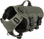ICEFANG GN3 Tactical Dog Harness with 6X Buckle,Dog Molle Vest with Handle,3/4 Body Coverage,Hook and Loop Panel for ID Patch,No Pulling Front Clip (L (28"-35" Girth), Ranger Green)