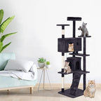 24/7 Shop at Home Court 70 inch Multi-Level Cute Cat Tree Tower with Dangling Ball and Scratching Posts for Indoor Cats Adults, Kitten Supplies, Pet House, Ash Gray