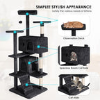 Cat Tree 53 inches Cat Tower for Indoor Cats Cat House with Replaceable and Removable Dangling Ball Cat Trees and Towers with Funny Toys, Dark Gray