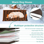 Heated Dog House Outdoor,Anti Bite Iron Frame Dog Kennel with Adjustable Temperature and Time,Insulated Weatherproof Outside Shelter for Feral Animal (Grey, M)