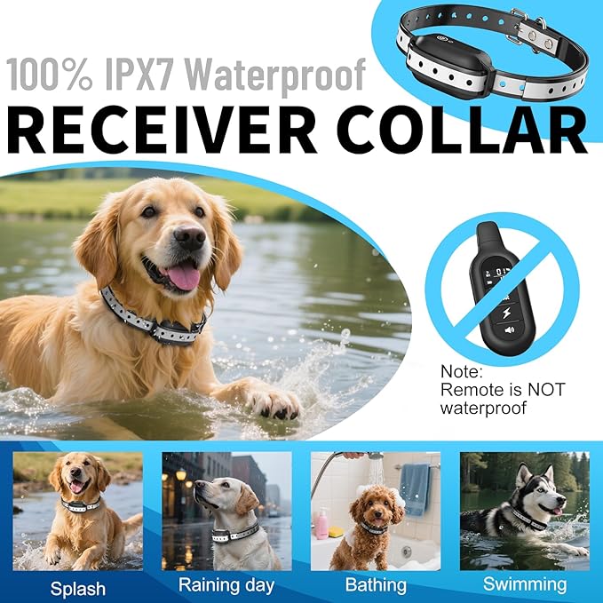PETPLAYTIMEShock Collar for Dogs 3300FT Dog Training Collar with Remote IPX7 Waterproof with 3 Training Safe Shock Modes, Adjustable Dog Collar for Small Medium Large Dogs