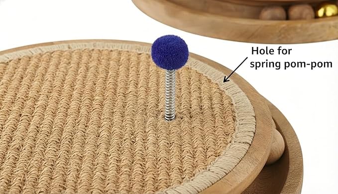 Cat Scratching Pads Interactive Cat Toys Natural Sisal Toys with Interactive Play Balls – Indoor Cat Scratcher Post for Furniture Protection, Exercise & Stress Relief 12.5 x 12.5 x 3