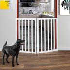 ZJSF Freestanding Indoor Dog Gate for House Foldable Wood White Puppy Gate for Doorways Pet Gate for Stairs Extra Wide Pet Fence 32" Height 2 Panels