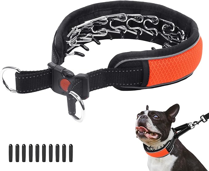 Martingale Collar for Dogs, Reflective No Pull Dog Collar for Large Medium Dogs, Adjustable Anti Pull Dog Collar for Training Walking, Heavy Duty Nylon Slip Collar with Buckle 2 Inch Wide L Orange