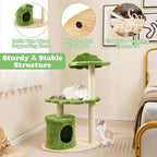 Tangkula Cat Tree Tower, Multi-Level Modern Wood Cat Tower with Sisal Scratching Posts, Top Perch, Solid Wood Base, Cute Cat Condo, Small Cat Tree for Indoor Cats Large Adult (38 Inch)