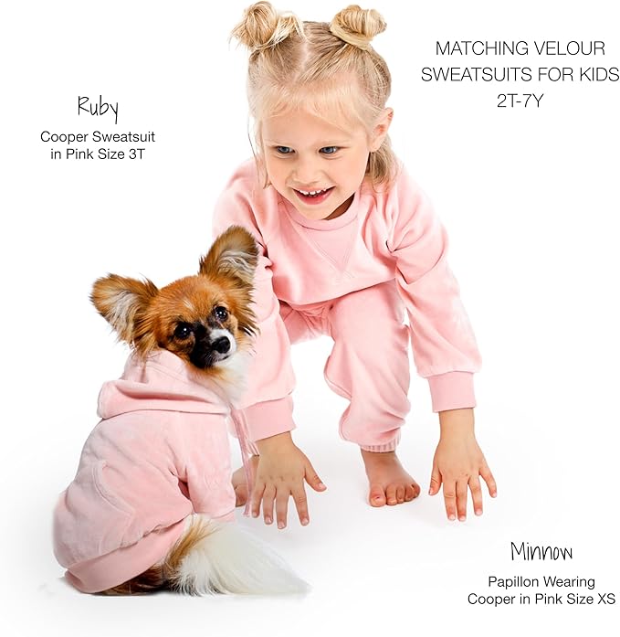 Cooper II Organic Cotton Velour Dog Hoodie Pet Coat for Small, Medium and Large Dogs, Pink, XX-Large (70-110 lbs)