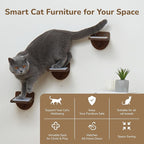 [Ready to Gift] PURRHOUSE 45LBS Capacity Cat Window Perch with Bolster, Hammock Seat with Premium Plywood & Metal Frame, Window Bed for Indoor Cats & Kittens (Walnut, Cat Wall Steps)