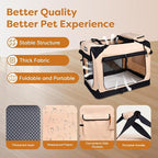 JESPET Soft Dog Crates Kennel for Pets, 3 Door Soft Sided Folding Travel Pet Carrier with Straps and Fleece Mat for Dogs, Cats (Camel, X-Large(36" L x 24" W x 27" H))