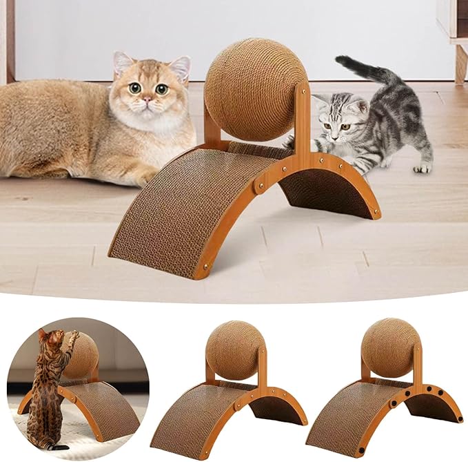Interactive Scratch Pad for Cats,Ferris Wheel Design,Cat Scratching Post Design with Arch Bridge Balls-Stylish Cat Scratching Board for Kittens,Relieving Stress,Nail Grinding Biting Prevention (M)